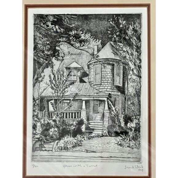 Frank Stack Etching "House With a Turret"-Signed-Numbered-Framed-Print-Fine Art - Picture 2 of 11